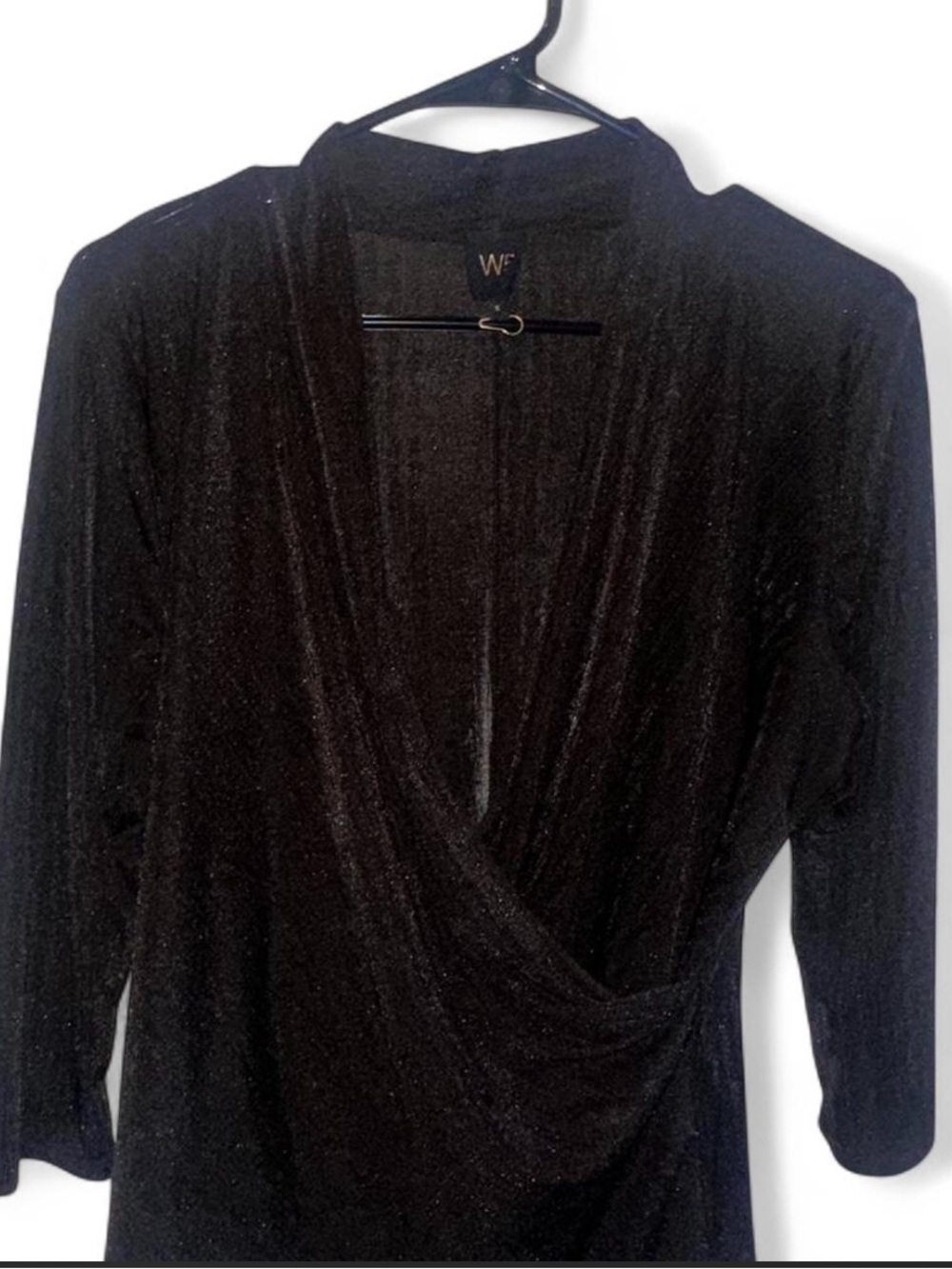 W5 Black Long-Sleeve Wrap Dress